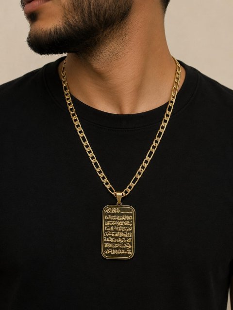 Silberne Ayetel Kürsi Halskette – Herren Kette mit Arabischer Gravur – Islamischer Anhänger – Edelstahl Schmuck Geschenk 4
