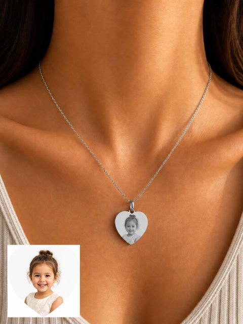 Personalisierte Herz Halskette Gold & Silber mit Foto – Foto Gravur Kette – Geschenk – Edelstahl Schmuck 4