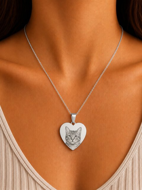 Personalisierte Herz Halskette Gold & Silber mit Foto – Foto Gravur Kette – Geschenk – Edelstahl Schmuck