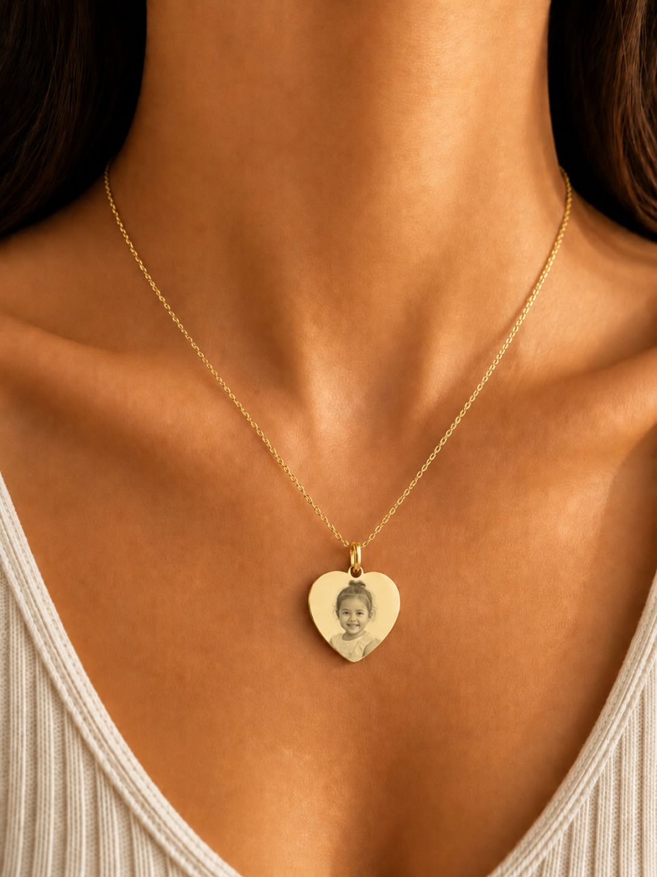 Personalisierte Herz Halskette Gold & Silber mit Foto – Foto Gravur Kette – Geschenk – Edelstahl Schmuck