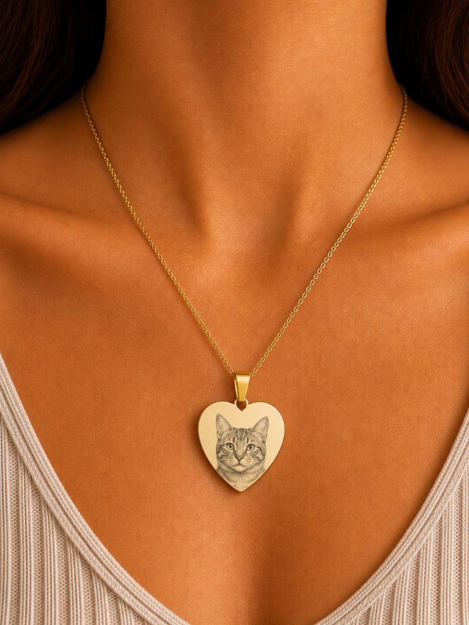Personalisierte Herz Halskette Gold & Silber mit Foto – Foto Gravur Kette – Geschenk – Edelstahl Schmuck