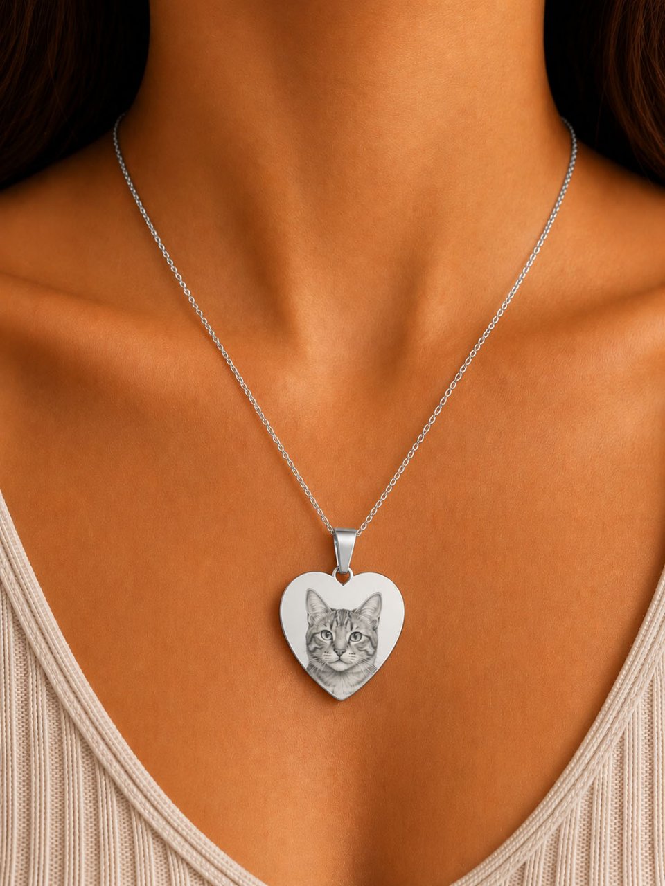 Personalisierte Herz Halskette Gold & Silber mit Foto – Foto Gravur Kette – Geschenk – Edelstahl Schmuck