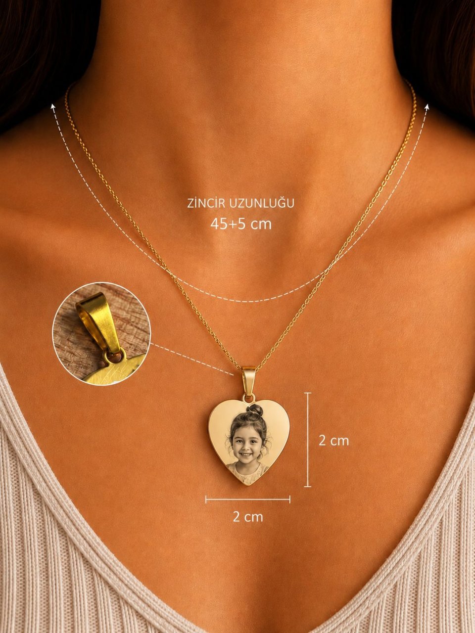 Personalisierte Herz Halskette Gold & Silber mit Foto – Foto Gravur Kette – Geschenk – Edelstahl Schmuck