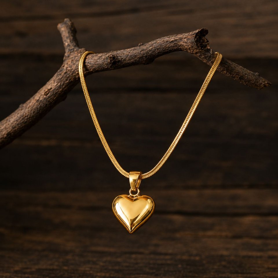 Herz Halskette Gold & Silber – Schlangenketten Herz Anhänger – Minimalistische Damen Kette Geschenk