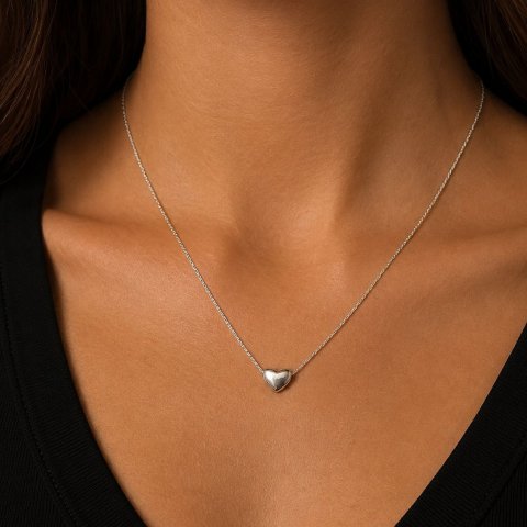 Minimalistische Herzkette – Kleine Herz Halskette – Feine Damenkette mit Herz Anhänger – Eleganter Alltagsschmuck