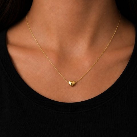 Minimalistische Herzkette – Kleine Herz Halskette – Feine Damenkette mit Herz Anhänger – Eleganter Alltagsschmuck