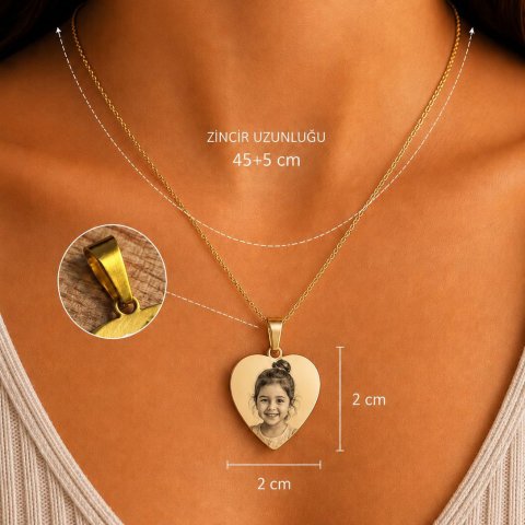 Personalisierte Herz Halskette Gold & Silber mit Foto – Foto Gravur Kette – Geschenk – Edelstahl Schmuck