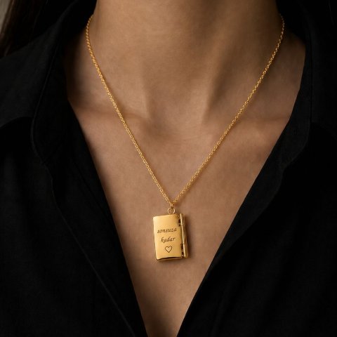 Personalisierte Briefumschlag Kette – Gravur Anhänger aus Edelstahl – Öffnbares Medaillon für Foto und persönliche Nachricht 5