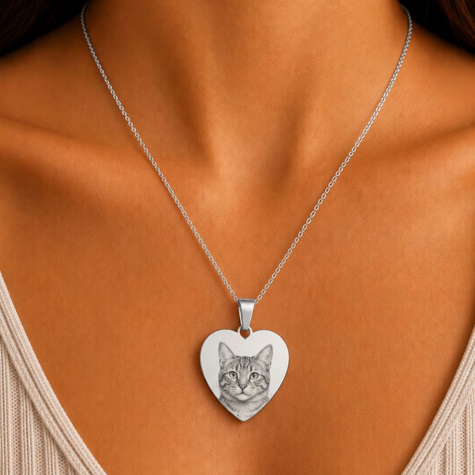 Personalisierte Herz Halskette Gold & Silber mit Foto – Foto Gravur Kette – Geschenk – Edelstahl Schmuck